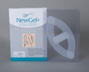 NewGel+ skaidrūs silikoniniai pleistrai po krūtų operacijos (raukšlei po krūtimi), 25,4 × 10,5 cm (10" × 4 1/8"), 2 vnt. pakuotėje